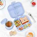 Aimsnk Kids Lunch Box Set -12oz Insulated Food Jar, Thermal Bag,Leakproof Lunch Food Containers Cutlery (BPA Free)-Gift for Girls/Boys Age 3-10 (Blue+Blue Jar)