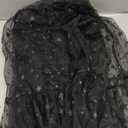 Women's See Through Tulle Maxi Dress Shiny Sequined Stars Spaghetti Strap Cover Up Dresses Festival Outfit (Medium, Black)