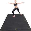 GXMMAT Large Yoga Mat 6'x4'/6'x6'/7'x5'(7mm/9mm), Extra Thick Workout Mats for Home Gym Flooring,Ultra Comfortable Non-Slip Quick Resilient Barefoot Wide Exercise Mat for Pilates,Stretching,Meditation (Black Real)