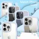 JETech Cute Case for iPhone 15 Pro 6.1-Inch, Wave Frame Curly Shape Shockproof Phone Cover for Women and Girls, Clear Hard PC Back (Blue)