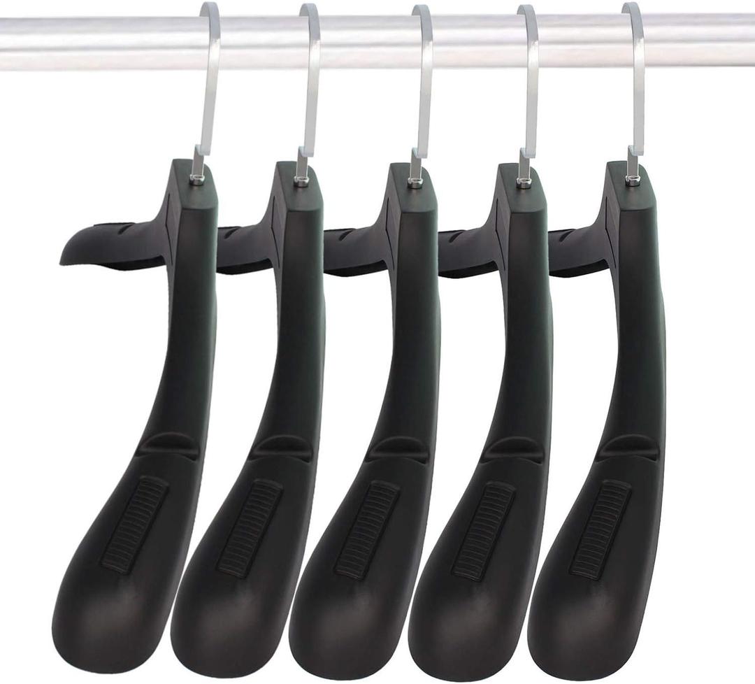 DEDU Suit Hangers for Men 20 Pack, Extra Wide Suit Hanger Non Slip Width 17.7", Thick Plastic Coat Hangers Black with Metal Hook