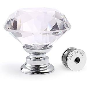 CZC HOME 10 PCS Diamond Crystal Glass Pull Handle Cabinet Knobs Cupboard Drawers Cabinet Dresser Bookcase Wardrobe (30mm, Transparent) CZC HOME 10 PCS Diamond Crystal Glass Pull Handle Cabinet Knobs Cupboard Drawers Cabinet Dresser Bookcase Wardrobe (30mm, Transparent)