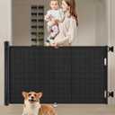 Miumoon 71 inch Retractable Baby Gates 34 inch Tall, Retractable Gate with Reinforced Strip Design to Prevent Crawling Through, 6 FT Retractable Dog Gate for Stairs, Doorways, Hallways, Indoor/Outdoor, Black