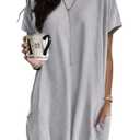 Dokotoo Casual Dresses for Women Short Sleeve T Shirt Dresses Jersey Loose Fitting Long Tops Tunic Mini Athletic Dress for Women Plus Size Grey Dress M (M)