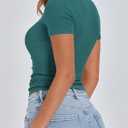 PRETTYGARDEN Womens 2026 Summer Short Sleeve Tops Ribbed Henley Button Slim Fit Basic Casual T Shirts Blouse Fashion Clothing (Blue, M)