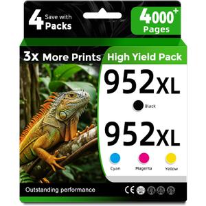 Ubinki 952XL Ink Cartridge Combo 4-Pack Compatible for HP 952 XL HP952 HP952XL Black Cyan Magenta Yellow