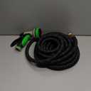 PowerFlow Garden Hose, NON-EXPANDABLE 25 Feet Premium Quality Stainless Steel Metal Water Hose with Durable Fabric Skin, Hose For Commercial, Residential Use, Bonus 10-way Spray Nozzle (25 Ft, Black)