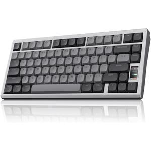 Chilkey ND75 LP Low Profile Aluminum Mechanical Keyboard, 75 Percent Wireless Gaming Keyboard w/Screen, Tri-Mode, Quick Disassembly, RGB Backlit Key Board for Laptop Office PC (Silver)