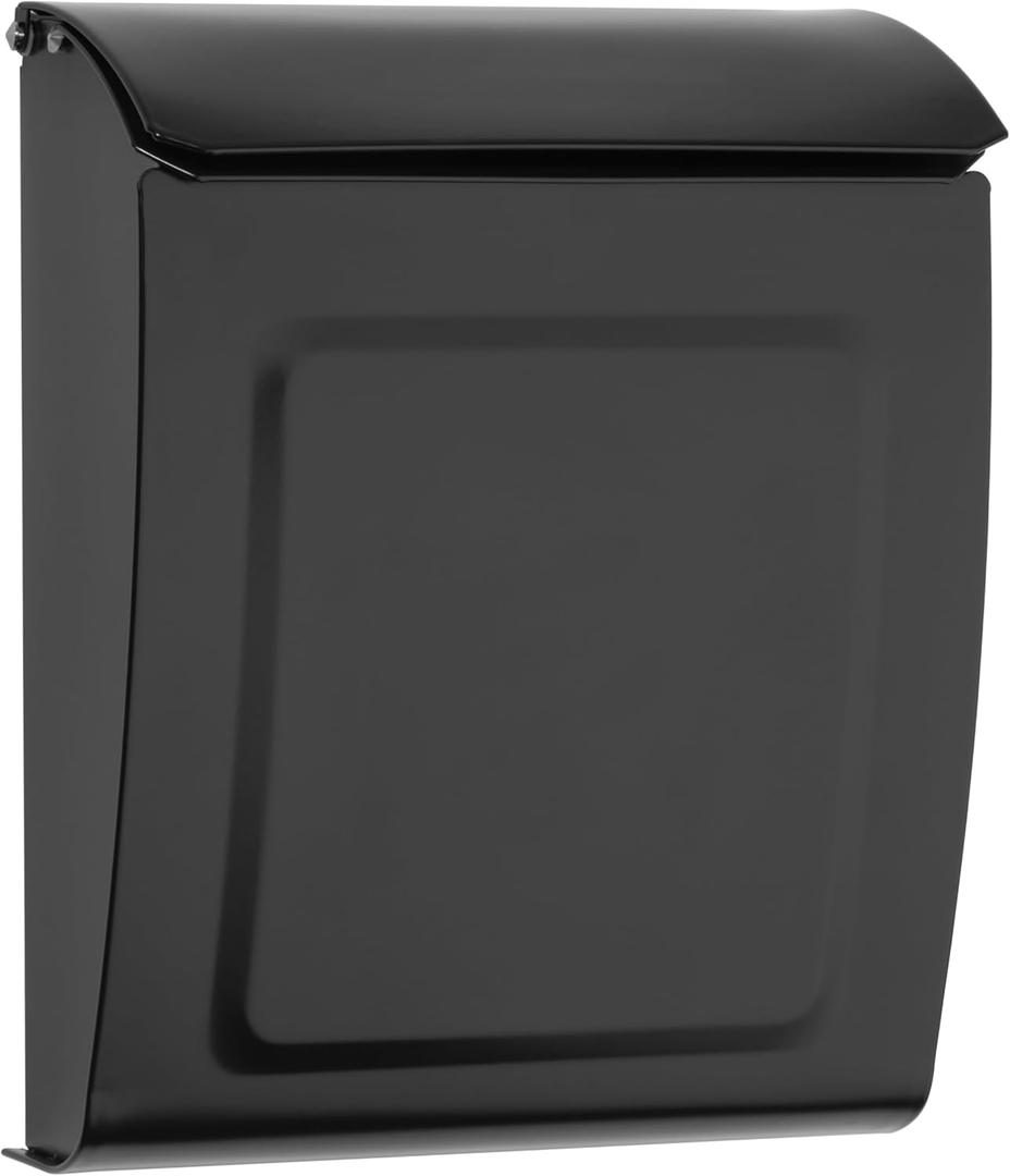 Architectural Mailboxes Aspen Locking, Vertical Wall-Mounted Mailbox for Outside, Modern Metal Galvanized Steel Small Mail Box with Lock and Key Drop Box, Black