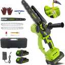 WORKIT Mini Chainsaw Cordless, 8-Inch Electric Chainsaw with 2 Battery, Handheld Battery Powered Chain Saw with Auto Oiler, Tool-Free Tension, Small Electric Saw for Branch Trimming Wood Cutting
