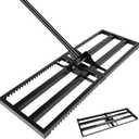 30x10 Heavy Duty Stainless Steel Lawn Leveling Rake with Serrated Edge & Adjustable Handle - Perfect for Grass, Soil Leveling, Golf Field Maintenance & Debris Cleaning