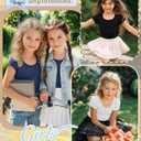 3 Pack Girls' Cap Sleeve T-Shirts Kids Ribbed U-Neck Tops Casual Fitted Shirts Teen Summer Cute Tees 5-14 Years