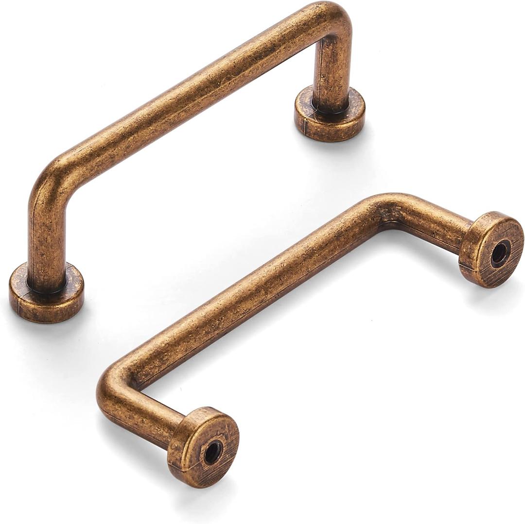 khtumeware 8 Pack 3 inch(76mm) Hole Center Antique Brass Cabinet Pulls Vintage Cabinet Handle Kitchen Hardware Farmhouse Vintage Dressing Table Drawer Handle Classic Wardrobe.