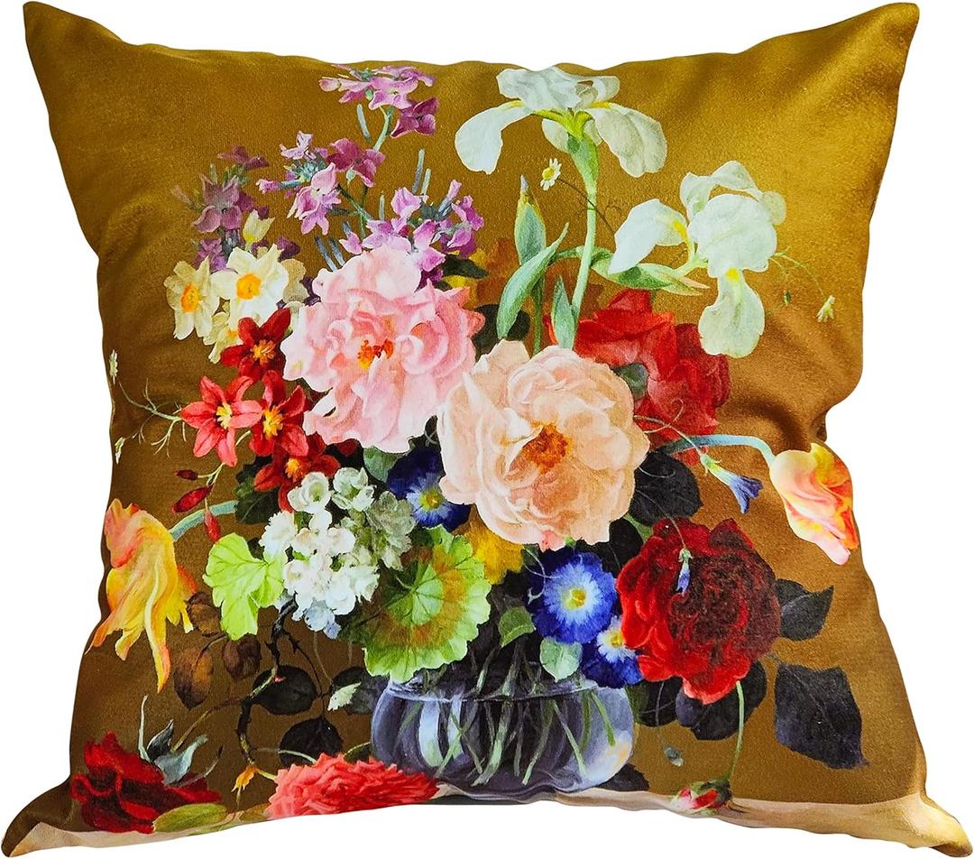 European Vintage Floral Still Life Throw Pillow Cover, 18x18 Inch Double-Sided Printed Decorative Cushion Case for Living Room Bedroom Sofa Chair Car Home Decor (3070 Brown)