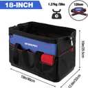 WORKPRO Tool Bag, 18 Inch Tool Bag with Waterproof Molded Base, Open Top Tool Organizer Bag with 20 Pockets, Adjustable Shoulder Strap