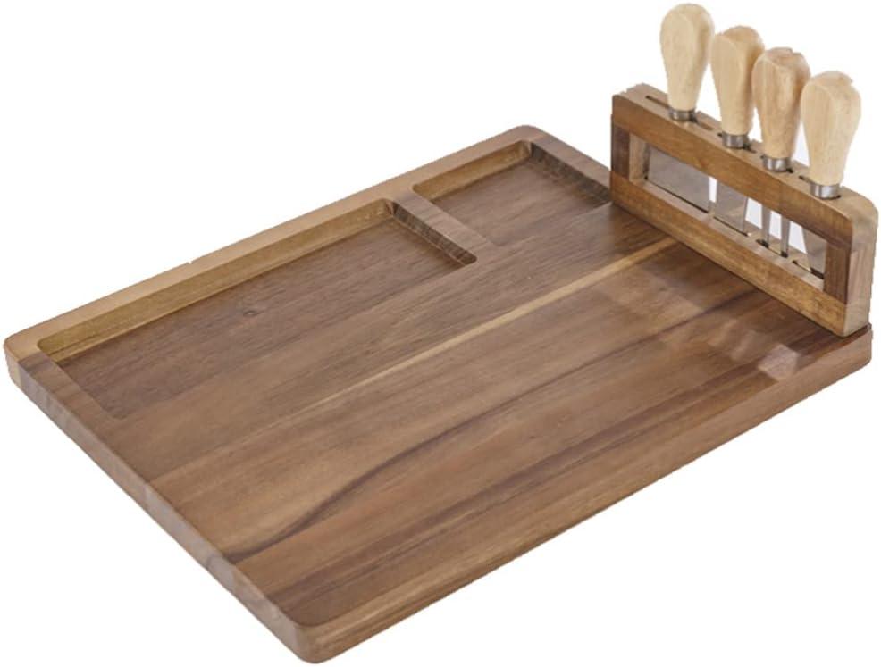 Spacious Charcuterie Boards Wood Cheese Board Cheese Knife Set for Charcuterie Board Cheese Tray Platter Servers Charcuterie Board Set Multifunction (Knife Holder Style)