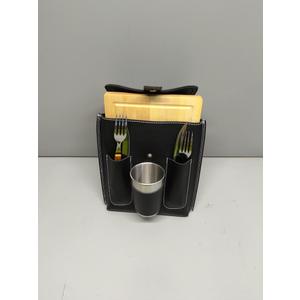 Portable Camping Dish Set - Mess Kit for 2 - All-Black Design, Essential Camping Plates and Utensils for Picnic