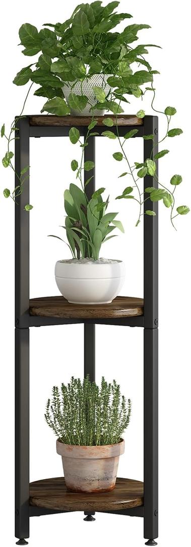 Plant Stand Indoor Corner Tall 3 Tier Metal Modern Flower Storage Plant Shelf Holder for Living Room Balcony Garden,Black (3 Tier-Black Round)