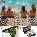 Wallona Outdoor Rugs 9x12 ft Patio Waterproof Clearance Indoor Outdoor Large Carpet for Patio Plastic Straw Reversible Area Rugs Mat for RV, Camping, Balcony, Beach, Picnic, Porch, Boho Black & Beige