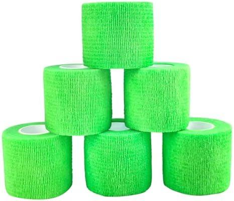 COMOmed Self Adherent Cohesive Bandage 2"x5 Yards First Aid Bandages Stretch Sport Athletic Wrap Vet Tape for Wrist Ankle Sprain and Swelling,Light Green(5 Rolls)
