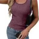 Womens Tank Tops Crewneck Sleeveless Summer Sweaters Vest Casual Basic Tees Ribbed Shirts (Red, S)