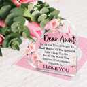 2 x Gifts for Aunt from Niece Nephew,Appreciation Gifts for Aunt Thanksgiving Birthday Christmas,Need To Say I Love You Sign Heart Floral Acrylic Plaque 4.5x4.5 Inches