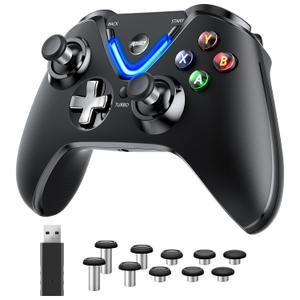 RALAN Wireless Controller with Paddles for Xbox One S/X, Xbox Series S/X, Windows PC, 2.4G Wireless Adapter with 3.5mm Headphone Jack, ALPS Joystick, Hall Effect Sensing trigger (Black)