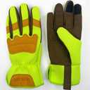 ZLUXURQ Gardening Gloves for Women and Men, Work Gloves for Yard Work (Small-8.38'', Fluorescent Green(touchscreen))