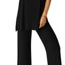 PRETTYGARDEN Women's 2 Piece Lounge Set 2025 Summer Casual Loose Tank Top Wide Leg Pants Matching Travel Outfits Tracksuit (Large, Black)