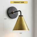 Retro Metal Cone Sconce Light - Modern Gold Wall Sconce with Metal Shade, Wall Mount Lighting for Bedroom, Hallway, Living Room (10.5W x 10.5" L x 12.5" H Black Plate and Gold), 11 inch