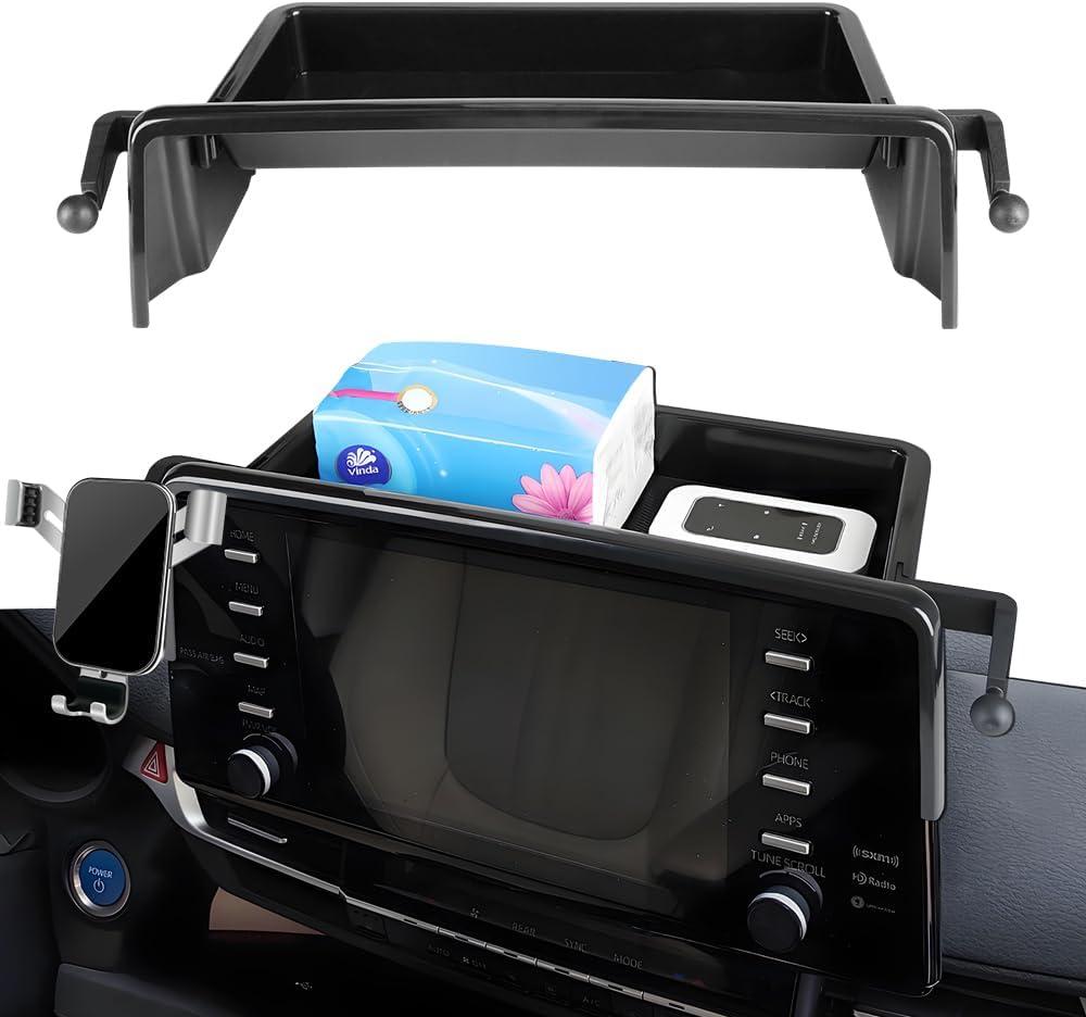 Car Phone Holder Center Console Organizer Tray for Toyota Sienna 2021 2022 2023 2024 [9-inch Screen] Auto Interior Accessories Best Cell Phones Mount Mobile CellPhone Stand Dashboard Storage Accessory