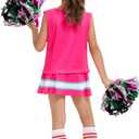 Cheerleader Costume for Girls, Cheer Uniform Dress Up Outfit with Accessories (XL)