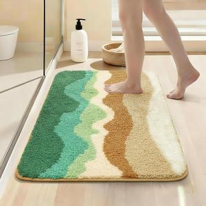 Bath Mat Non-Slip,Super Absorbent Rug & Dirt Trapper, Machine Washable Mat, Soft and Plush mats for Kitchen Bathroom Bedroom LivingRoom Indoor and Outdoor (1'4" x 1'11" (Rectangular), Coloful)