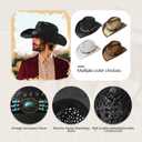 Wildarms Western Cowboy Hat for Women Men Wide Brim Woven Straw Cowboy Hat for Men Cowgirl Exquisite Decoration Band (Brown)