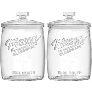 2 Pack Cookie Jar, 1 Gallon Glass Jar with Airtight Lids - Large Wide Mouth Mason Jar for Kitchen Pantry& Laundry Room, Glass Apothecary Canisters Sets for Candy, Flour, Rice, Coffee, Display