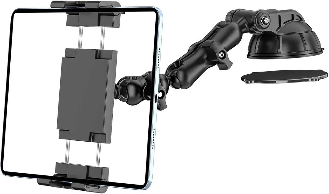 PLDHPRO Tablet Car Mount for Dashboard & Windshield, Heavy Duty iPad Holder for Truck, 360 Adjustable Suction Cup Stand Fits 5.115.6 Tablets & Phones, Stable for GPS & Road Trips