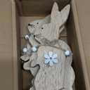 WellSign Easter Bunny Table Wooden Sign Decorations for Home, 3 Pieces Farmhouse Rabbit with Pompom Ball for Tabletop tiered tray Shelf Mantel Party Outdoor Indoor Decor