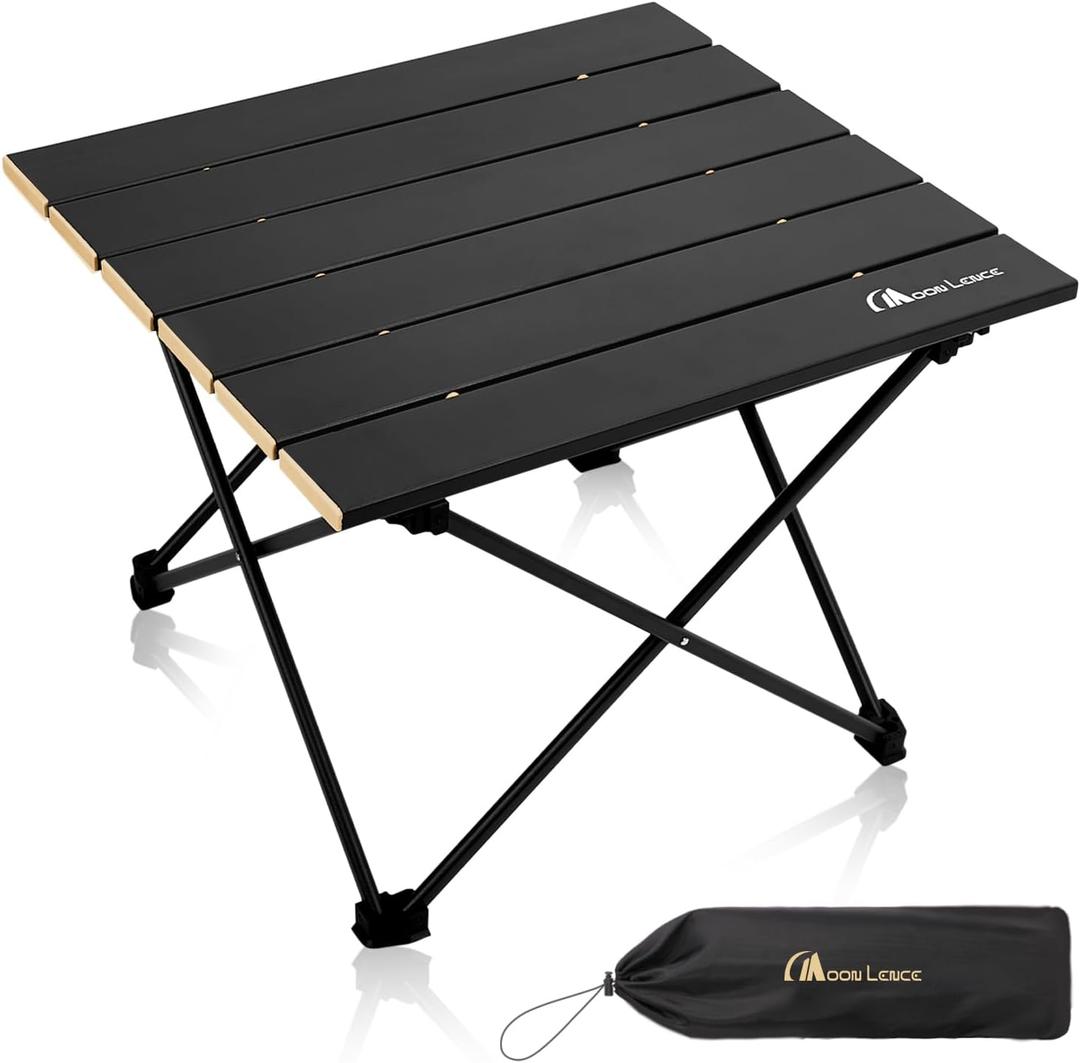 MOON LENCE Ultralight Folding Camping Table, Compact,Portable with Carry Bag, for Outdoor Cooking, Picnic, Camp, Boat, Travel (Black, Gold Side-S)