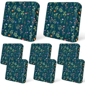 pickyNproud 8Pcs Patio Cushion Covers Stretch Outdoor Couch Cushions Slipcovers Replacement Washable Furniture Protector with Elastic Bottom Sofa Chair Seat Cover, Green Flower
