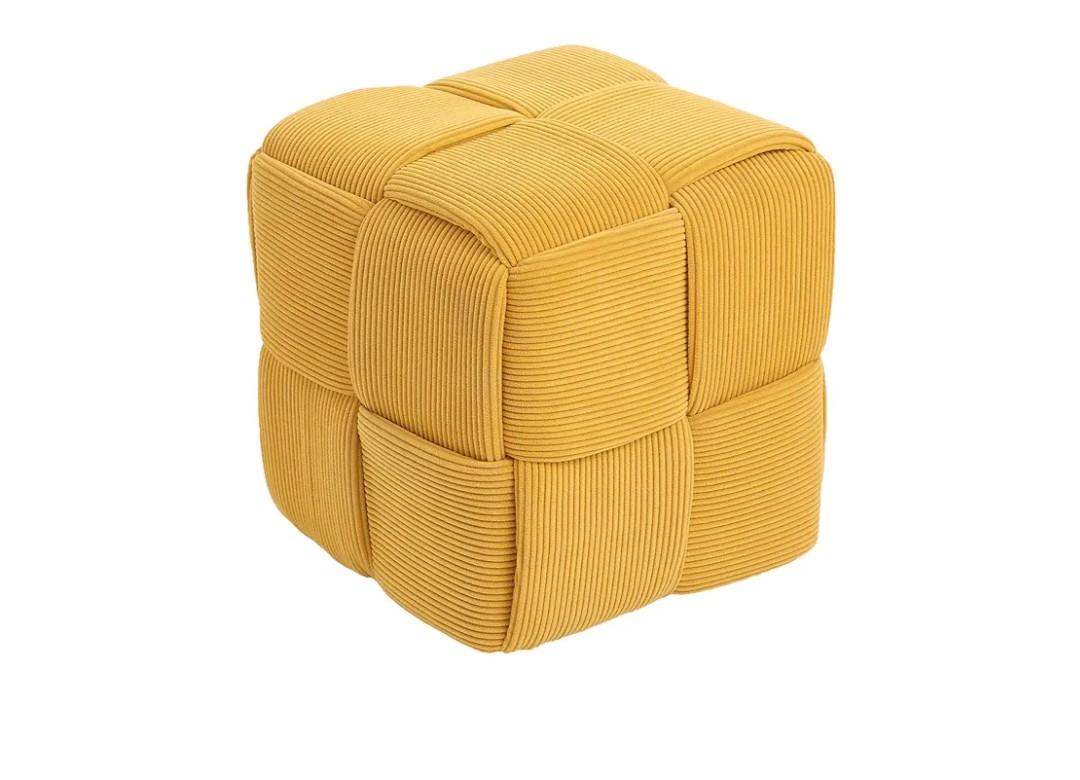 Ottoman Foot Rest Soft and Comfortable Ottoman Square Corduroy Woven Design Sofa Stool (Yellow)