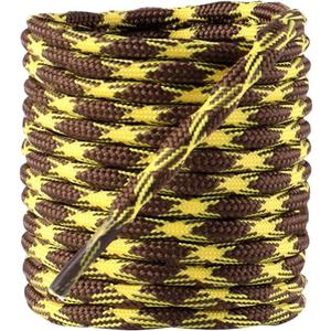 2 Pair Round Wave Shape Shoelaces Non Slip Boot Laces Heavy Duty Climbing Hiking Shoe Laces Sneakers Shoestrings (39"(100cm, Brown & Yellow)