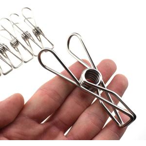 HAHIYO Clothespins Chip Clips All Metal Stainless Steel No Rust Stains Strong Grip in Heavy Wind 3.4 Inches 14 Pack Extra Large Do Not Fall Apart Open Wide for Holding Clothes Snack Bag Clamps