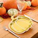 40 Pcs Fall Pumpkin Paper Plates Gold Foil Pumpkin Shape Disposable Dessert Plates Autumn Thanksgiving Party Tableware Dinnerware for Wedding Birthday Table Decor Supplies9 Inch