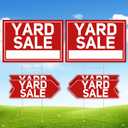 6 Pcs Yard Sale Signs with Stakes, 2-Pack Extra-Large Yard Sale Signs 24" x 16" and 4-Pack Arrow Sale Signs 17" x 6", Double-Sided Waterproof Yard Signs for Yard Sale Kit and Supplies