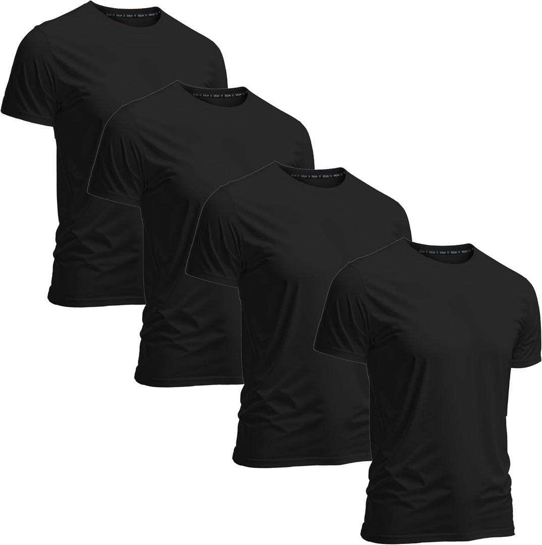 Men's Athletic Workout T-Shirts (Dry Fit, 4-Pack) Moisture Wicking Performance Activewear Gym, Yoga, & Running Tees (M)