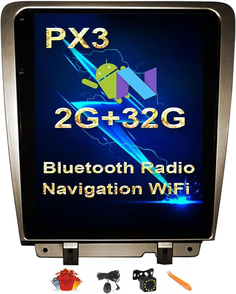 12.1 inch Android Car Stereo with GPS for Ford Mustang 2010-2014 Navigation Multimedia Player Double Din Vertical Capacitive Touch Screen with Navigation Auto Audio Video Plug in and Play (PX3 Quad core 2G+32G AUTO & Manual A/C)
