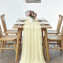 2 Pack 10Ft Light Yellow Chiffon Table Runner Sheer 29x120 Inch for Romantic Wedding Decor Bridal & Baby Shower Birthday Rustic Party Decoration