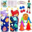 37PCS Outdoor Carnival Games Combo Set for Kids, Potato Sack Race Bags, Balancing Stilts, Plastic Cones Bean Bags Ring Toss, Field Day Family Reunion Yard Lawn, Birthday Party Easter, Spring Fall Game