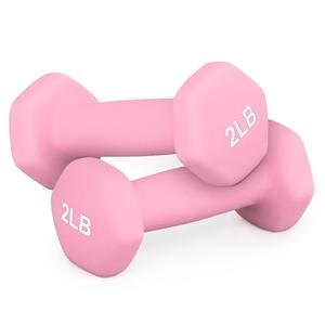MADOG Dumbbell Set, Anti-Slip Neoprene Coated Hexagon Hand Weights for Home Gym Equipment Workouts Strength Training 2lbs Pair