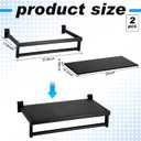RattanView 2 Pcs Black Slatwall Shelf Clothes Rack with Top Shelf with Metal Rectangular Tubing U Shaped Handrail Hanger Slatwall Shelving Organizer Accessories for Home Room Garage Retail Display, Hanging rack: 23.6 x 11.8 inch